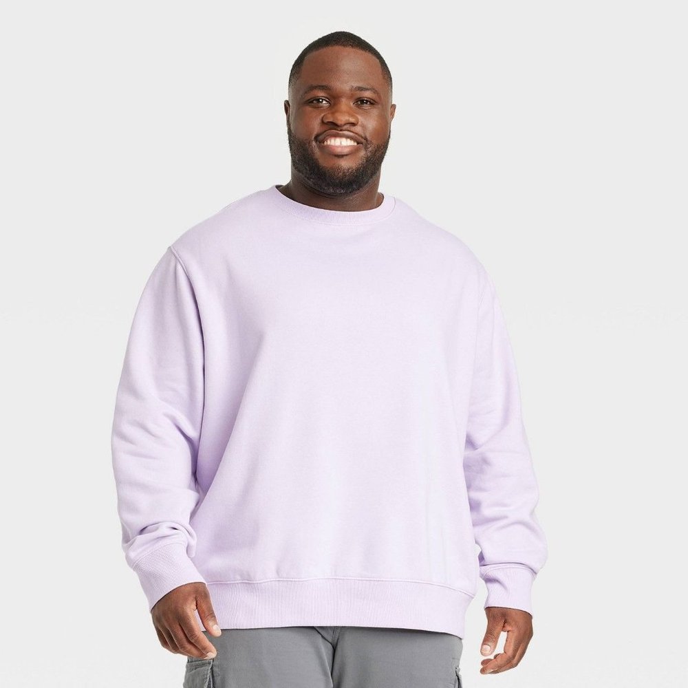 Men's Big & Tall Standard Fit Pullover Sweatshirt - Goodfellow & Co Lavender 3XL
